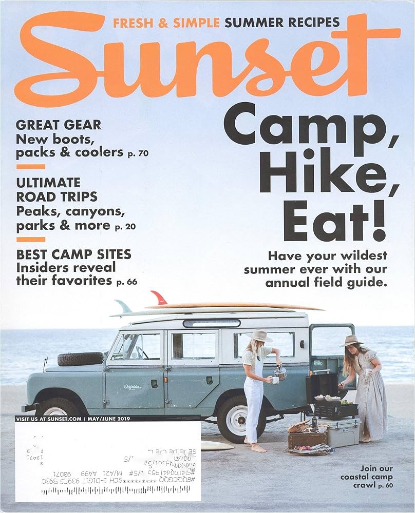 Sunset magazine Camp, Hike, Eat cover, May/June 2019