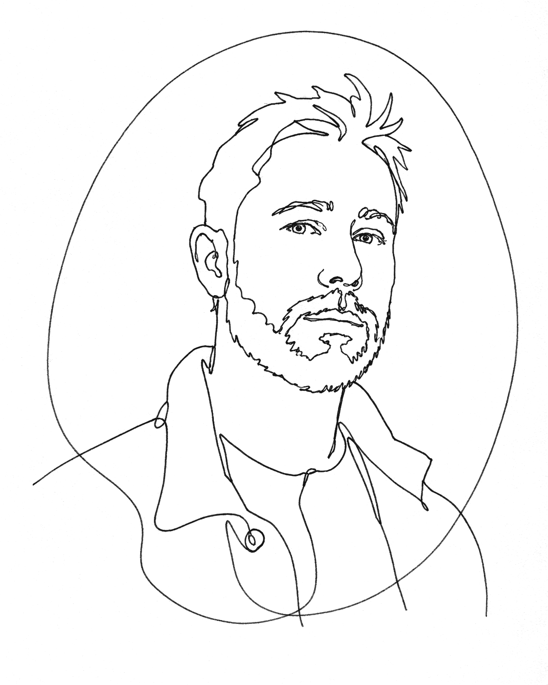 Line drawing portrait of Matt Bean